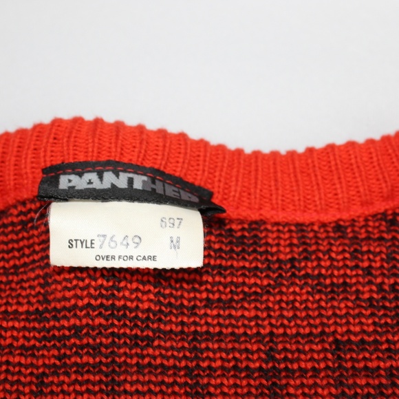 Vintage Floral Sweater Medium Oversized Red Orange - Picture 5 of 8